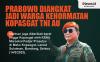 Infografis Prabowo Diangkat Jadi Warga Kehormatan Kopasgat TNI AU