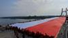 Bendera Merah Putih Raksasa Dibentangkan di Jembatan Emas Pangkalpinang