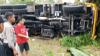 Kecelakaan Maut Bus Serempet Motor lalu Terguling di Lampung Barat, Sopir Tewas