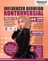Infografis Oklin Fia Influencer Berhijab Kontroversial yang Viral Gara-gara Makan Es Krim