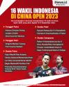 Infografis Daftar 16 Wakil Indonesia di China Open 2023