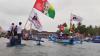 Kibarkan Bendera Ganjar Pranowo, Nelayan Pangandaran Konvoi Perahu ke Tengah Laut