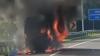 Bus Elf KONI Bekasi Bawa Rombongan Guru Terbakar di Tol Cipularang