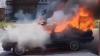Sedan Hangus Terbakar di Jalinsum Bukit Kotapinang, Api Berkobar Bikin Warga Panik