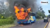 Detik-Detik Bus Pariwisata Terbakar saat Melintas di Jalan Lingkar Salatiga
