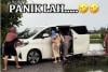 Viral Toyota Alphard Blusukan Lewat Jalan Setapak Nyaris Kecebur Kolam, Penumpang Panik Keluar Mobil