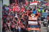 Ribuan Buruh Long March Penuhi Jalanan Kota Palembang
