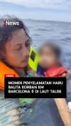 Momen Penyelamatan Haru Balita Korban KM Barcelona 5 di Laut Talise