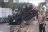 Kecelakaan di Gatot Subroto Jakarta, Pajero Tabrak Pembatas Jalan hingga Terbalik