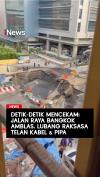 Detik-Detik Mencekam! Jalan Raya Bangkok Amblas, Lubang Raksasa Telan Kabel dan Pipa