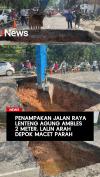 Penampakan Jalan Raya Lenteng Agung Ambles 2 Meter, Lalin Arah Depok Macet Parah