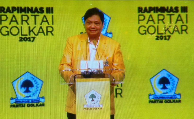 Airlangga Sampaikan Pesan Keluarga Setya Novanto di Rapimnas Golkar