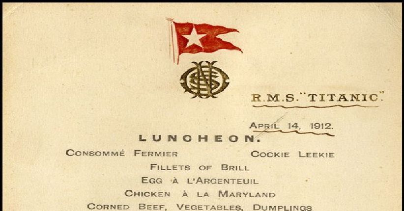 Menu Hidangan Pertama di Kapal Titanic Dilelang, Harganya Fantastis