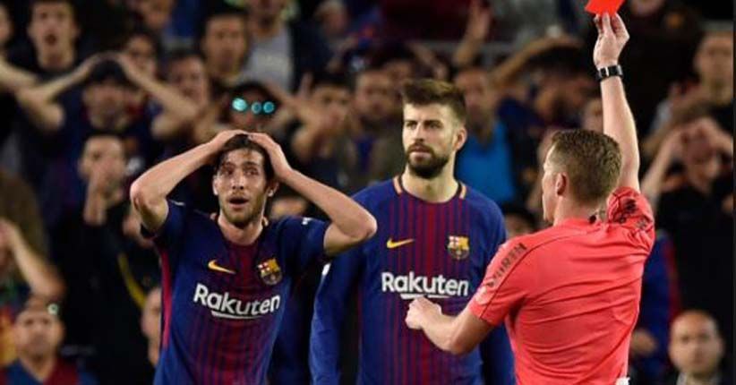 Akibat Kartu Merah di El Clasico, Sergi Roberto Dihukum 4 Pertandingan