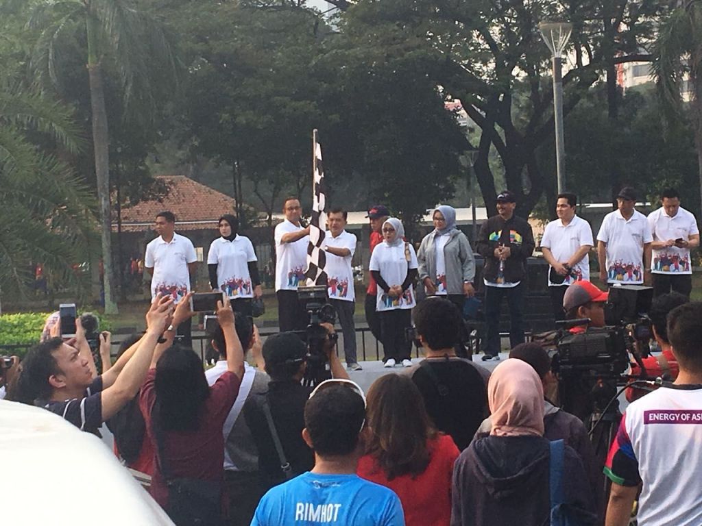 JK dan Anies Lepas Parade 100 Hari Jelang Asian Games 2018