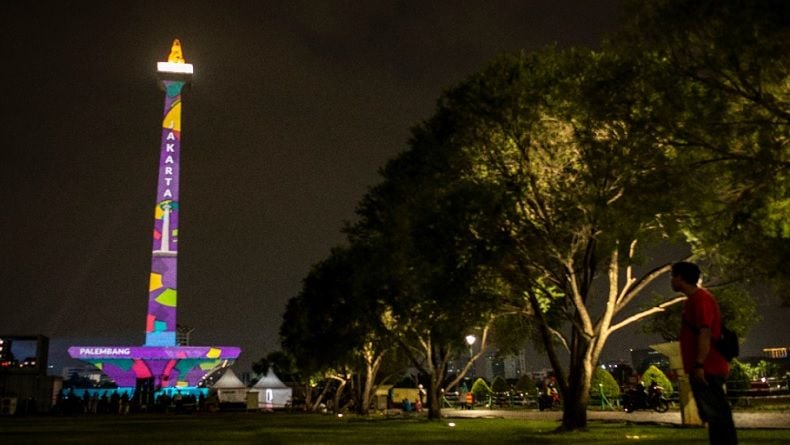 Indahnya Monas dengan Video Mapping tentang Asian Games 2018
