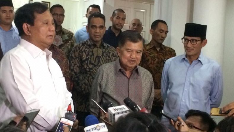 Bertemu Prabowo-Sandi, JK: Pilpres Jangan Rusak Persahabatan