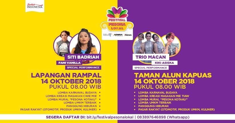 Hadir di Pontianak dan Malang, Ini Daya Tarik Festival Pesona Lokal 