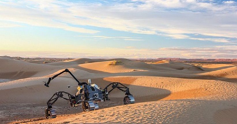 Eropa Uji Rover di Gurun Mirip Landscape Mars