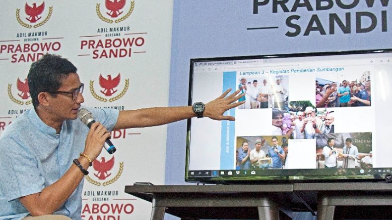 Dana Kampanye Pilpres Prabowo-Sandi Rp54 Miliar