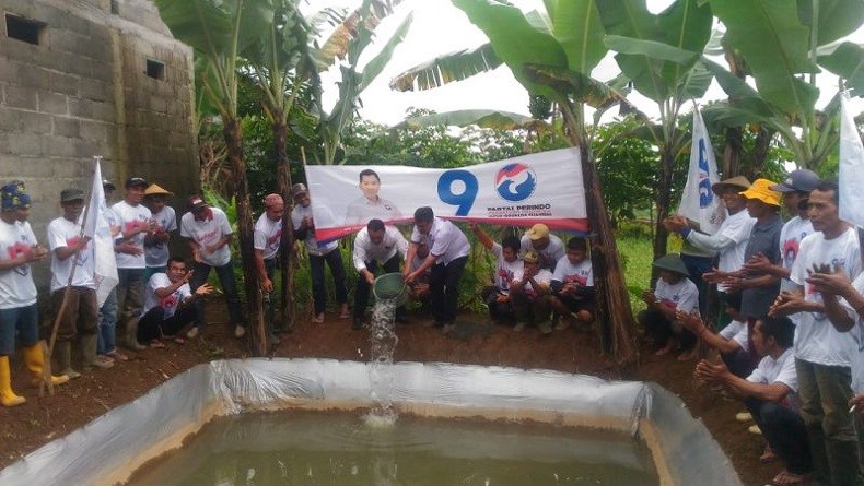 Caleg Perindo Tebar Benih Ikan dan Bagi Bibit Sayuran di Wonosobo