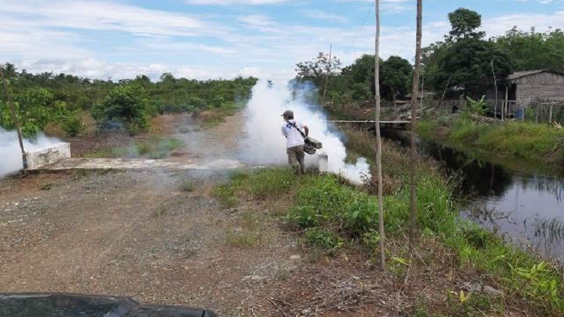 Fogging Caleg Partai Perindo Asapi Ratusan Rumah di Paser Kaltim