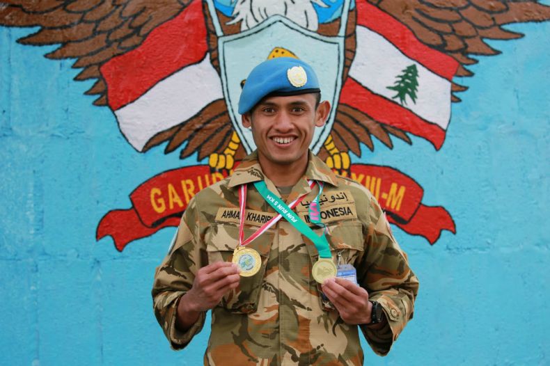 Jadi yang Tercepat, Pratu Ahmad Khariri Juara Lari 5 Km di Beirut