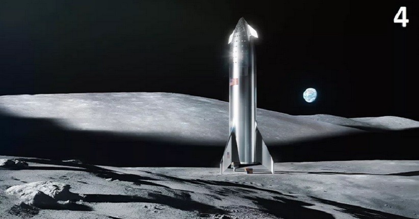 SpaceX Pamer Rendering Starship Parkir di Bulan