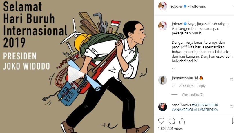 Pesan Jokowi di Hari Buruh: Kerja Keras, Terampil dan Produktif