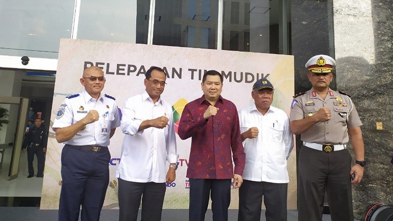 HT Bersama Menhub, Menteri PUPR, dan Kakorlantas Lepas Tim Mudik MNC Media
