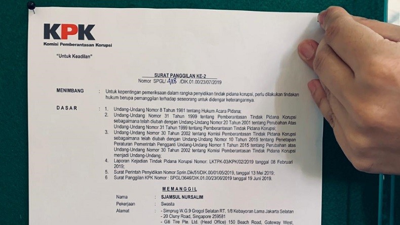Surat Panggilan KPK untuk Sjamsul Nursalim Dipampang di KBRI Singapura