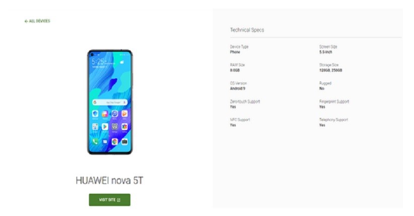 Terlihat di Android Enterprise, Huawei Nova 5T Ditopang RAM 8GB
