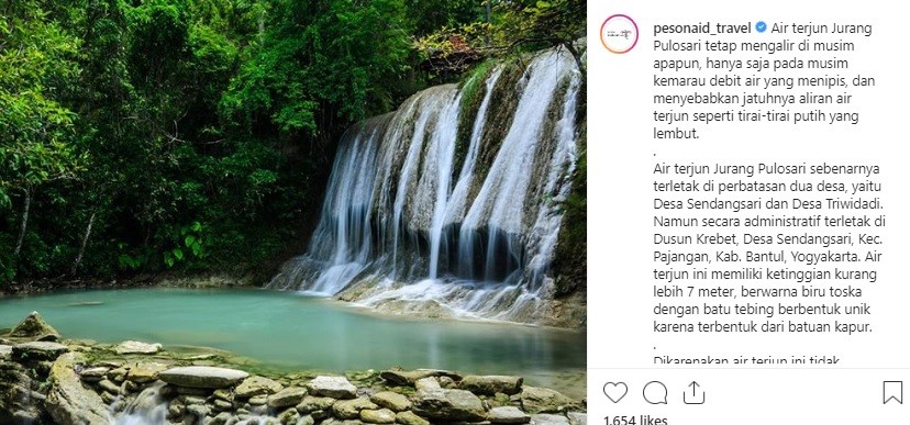 Indahnya Air Terjun Jurang Pulosari Yogyakarta, Aliran Airnya Mirip Tirai Putih