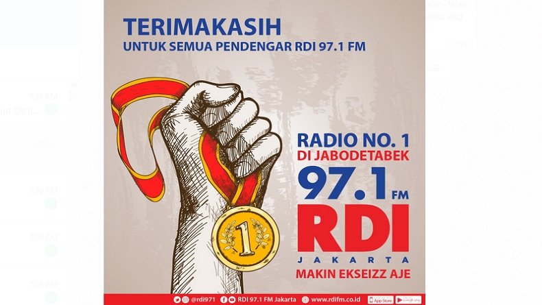 97.1 FM RDI Jakarta Kembali Jadi Radio Nomor 1 di Jabodetabek