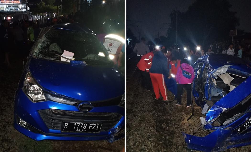 Mobil Ditabrak Kereta Api saat Terobos Pelintasan di Cibitung, 7 Orang Tewas