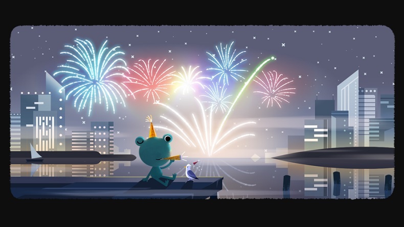 Google Doodle Rayakan Tahun Baru 2020 dengan Katak Cuaca