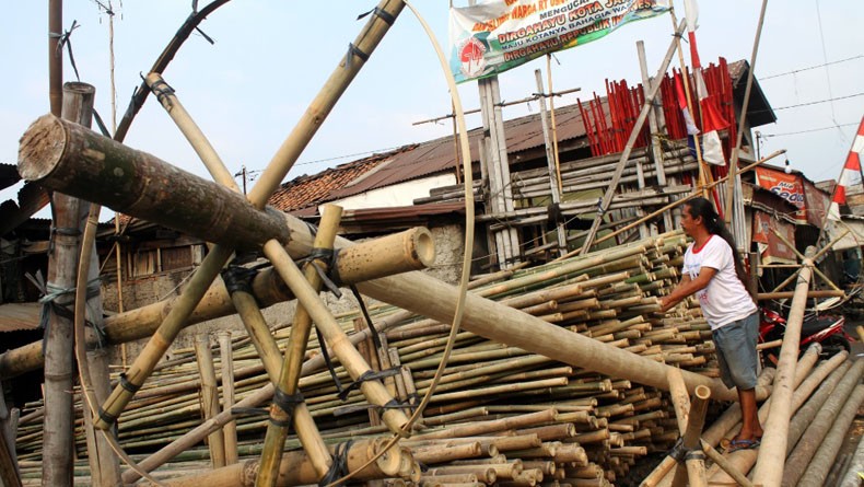 Jelang HUT RI, Pedagang Batang Pohon Pinang di Manggarai Kebanjiran Pesanan