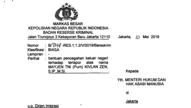 Tuduhan Makar, Kivlan Zen Dicegah ke Luar Negeri