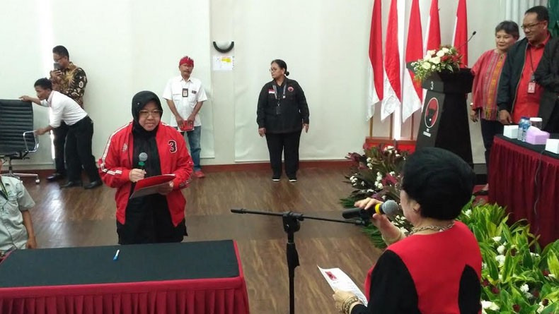 Dilantik Megawati sebagai Ketua DPP PDIP, Tri Rismaharini Ucapkan Sumpah Setia