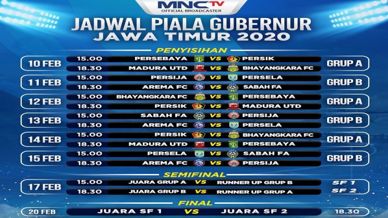 Disiarkan Langsung MNCTV, Ini Jadwal Piala Gubernur Jatim 2020