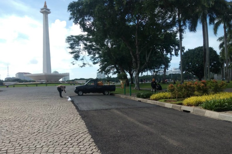 Jakpro: Pengaspalan Sirkuit Formula E di Kawasan Monas Pakai Metode Geotextile