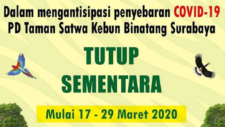 Kebun Binatang Surabaya Ditutup Sampai 29 Maret