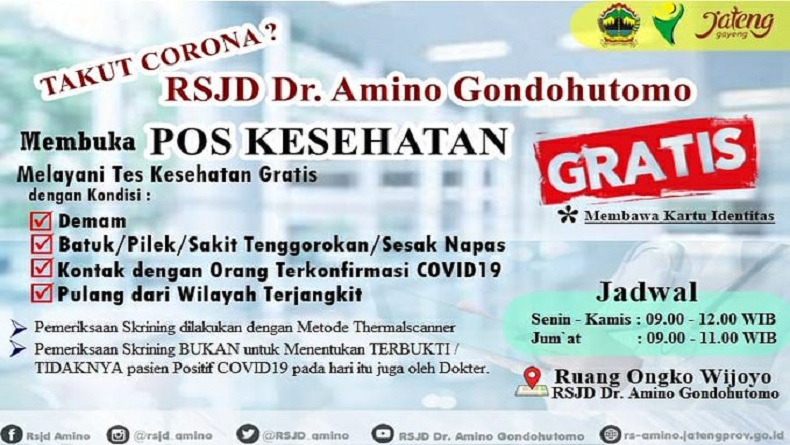 Was-Was Terpapar Korona? Rumah Sakit Jiwa Semarang Berikan Cek Gratis