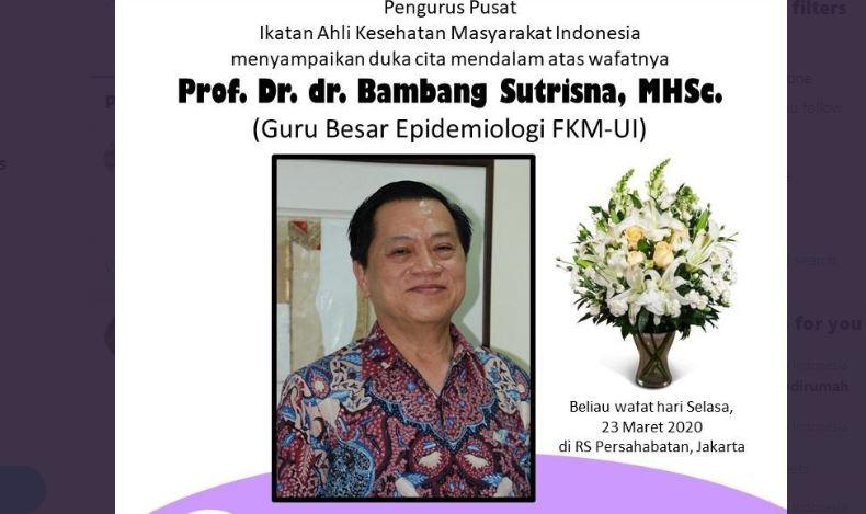 Guru Besar UI Diduga Meninggal akibat Corona, Anak: Tak Disemayamkan, Tak Ada Foto Jenazah