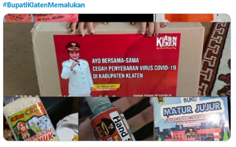 Bawaslu Semprot Bupati Klaten Gegara Stiker Pencitraan di Bansos Corona