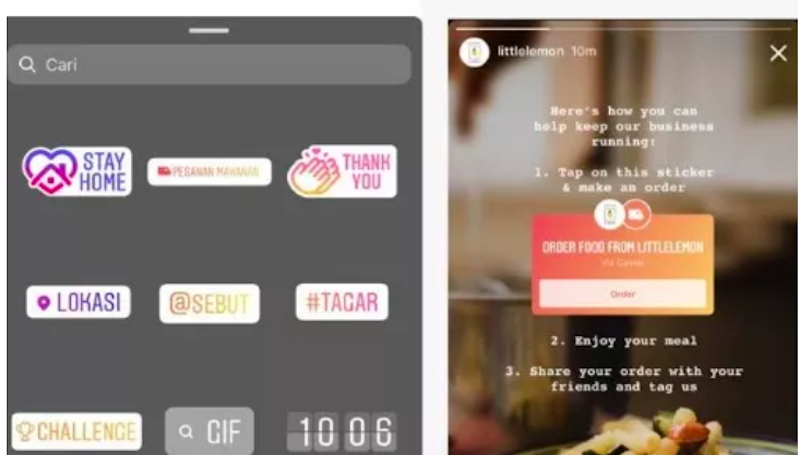 Bantu UMKM, Instagram Hadirkan Stiker Pesanan Makanan 