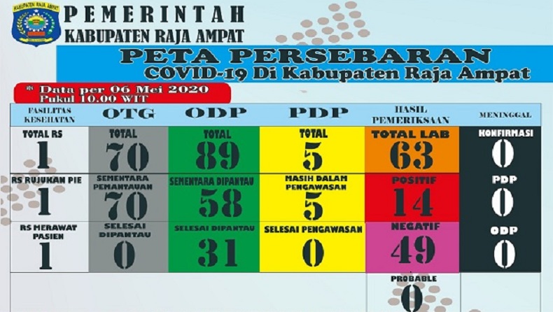 Pasien Positif Corona di Raja Ampat Bertambah Jadi 14 Orang, Diduga Tejadi Transmisi Lokal