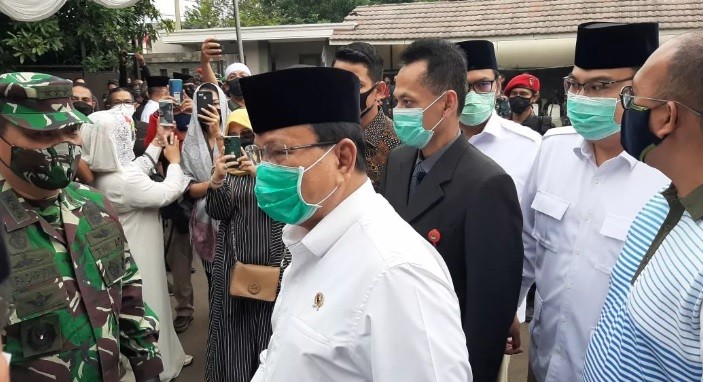 Prabowo dan KSAD Jenderal TNI Andika Perkasa Tiba di Rumah Duka Djoko Santoso
