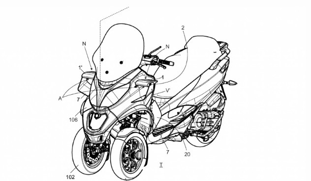 Desain Paten Motor Roda Tiga Terbaru Piaggio Terungkap, Pakai Winglet