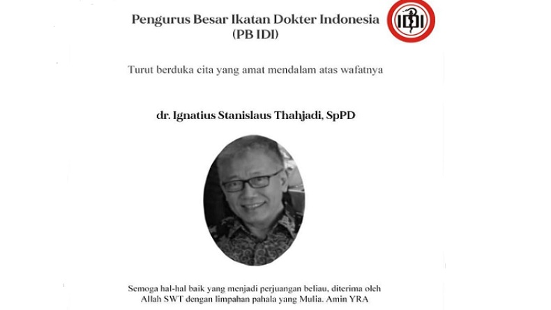 IDI Kembali Berduka, dr Ignatius Stanislaus Tjahjadi Wafat Berstatus PDP